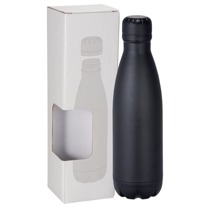 Front View of Black Copper Vacuum Insulated Bottle 17oz w/ Window Box plain