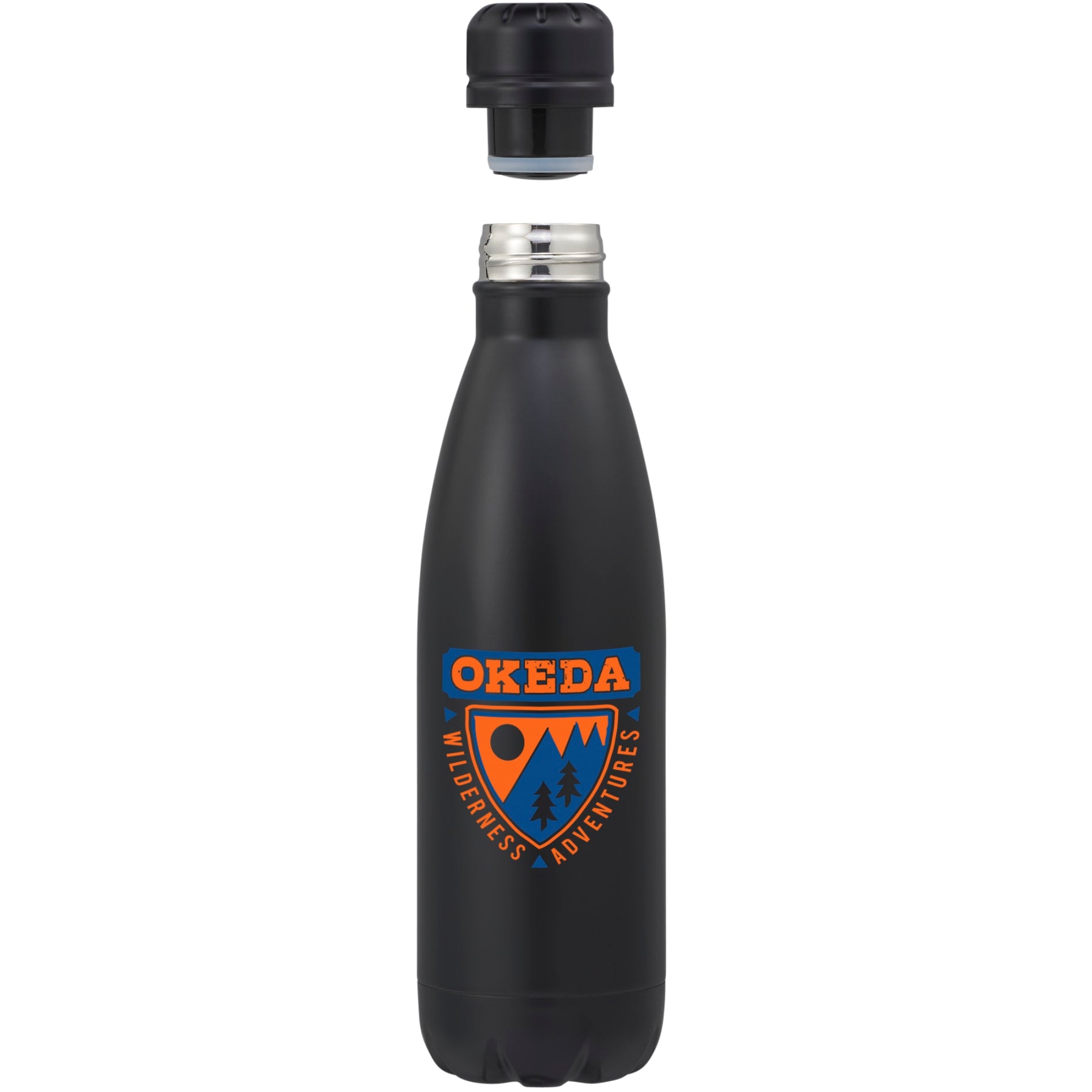 Front View of Black Copper Vacuum Insulated Bottle 17oz