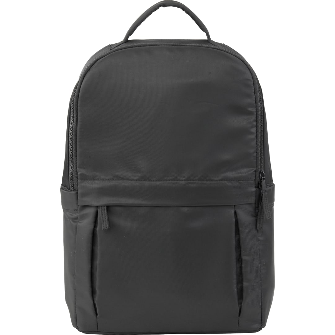 Front View of Black Daybreak Recycled 15" Laptop Backpack plain