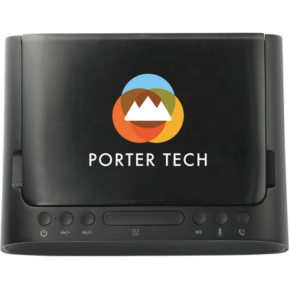 Front View of Black Desktop UV Sanitizer and Bluetooth Speaker