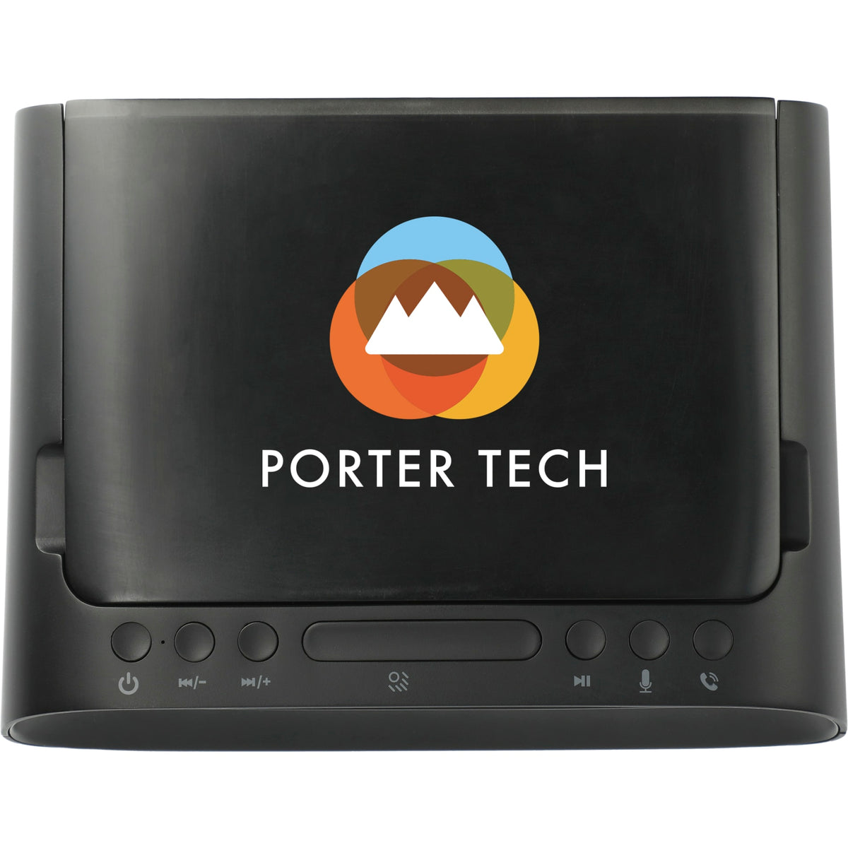 Front View of Black Desktop UV Sanitizer and Bluetooth Speaker