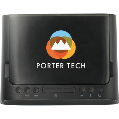 Front View of Black Desktop UV Sanitizer and Bluetooth Speaker