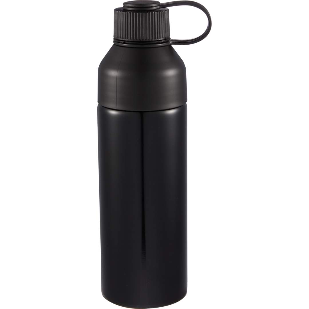 Front View of Black DUO 26oz Recycled Aluminum Bottle plain