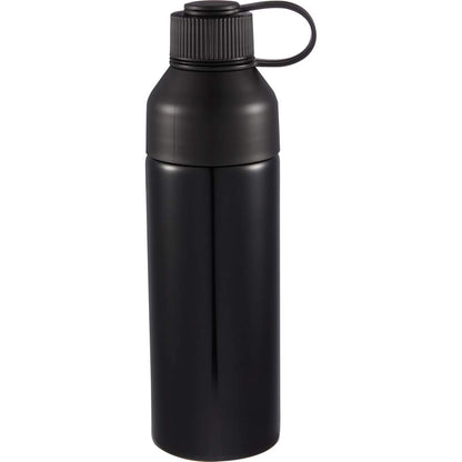 Front View of Black DUO 26oz Recycled Aluminum Bottle plain