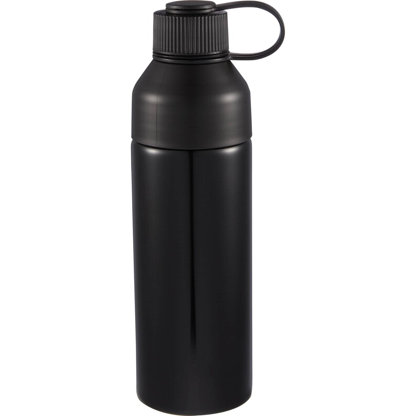 Front View of Black DUO 26oz Recycled Aluminum Bottle plain