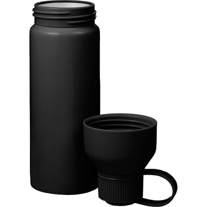 Front View of Black DUO 26oz Recycled Aluminum Bottle