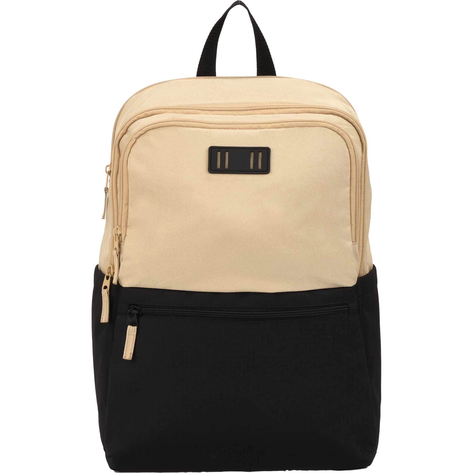 Front View of Black Duo Recycled 15" Laptop Backpack plain