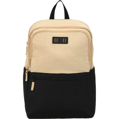 Front View of Black Duo Recycled 15" Laptop Backpack plain