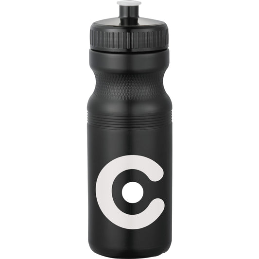 Front View of Black Easy Squeezy Spirit 24oz Sports Bottle
