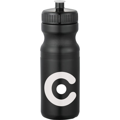 Front View of Black Easy Squeezy Spirit 24oz Sports Bottle