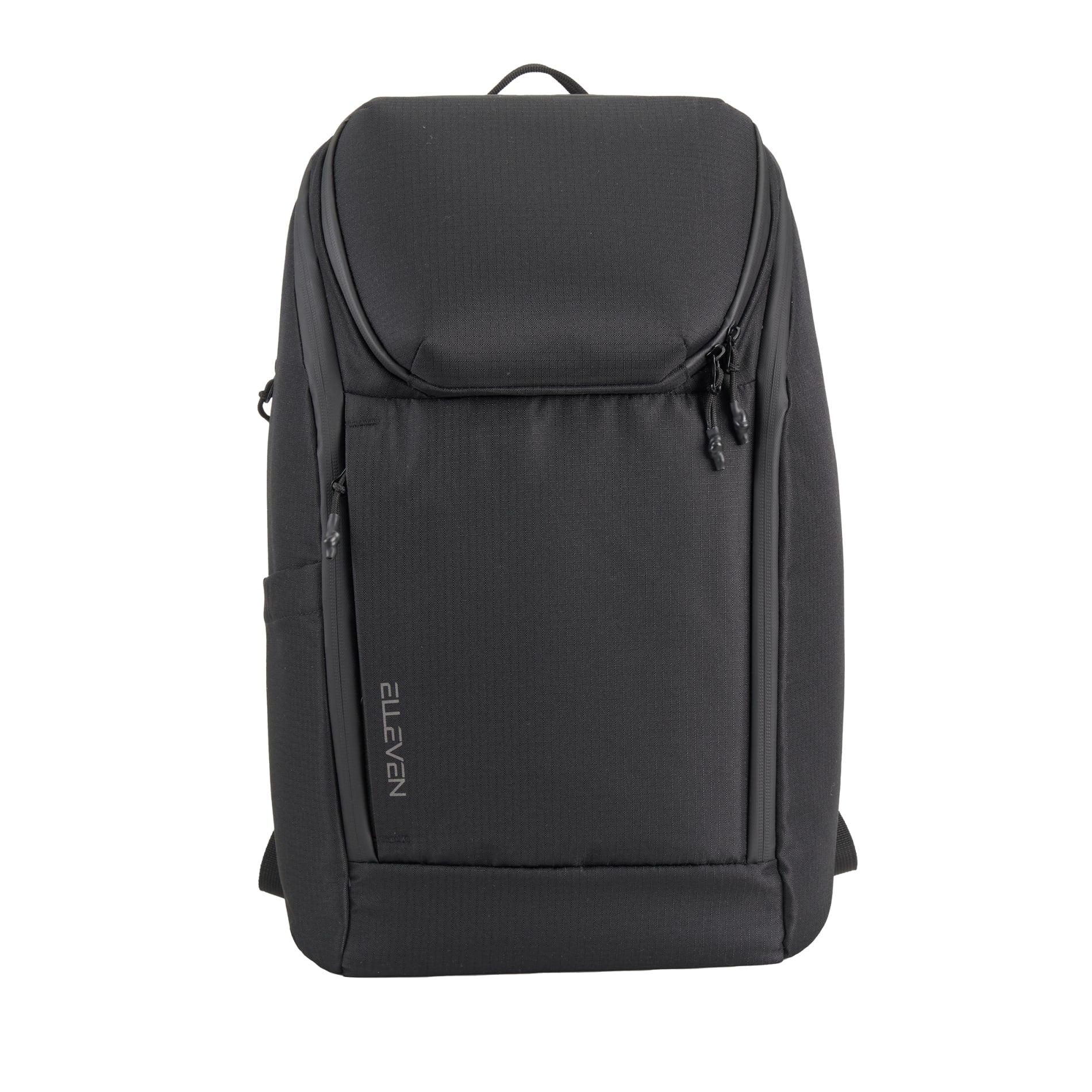 Front View of Black Elleven Orion Recycled 15" Laptop Backpack plain