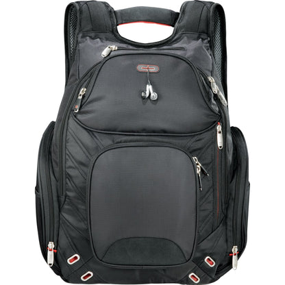 Front View of Black elleven™ Amped TSA 17" Computer Backpack plain