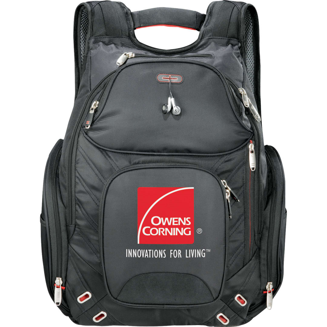 Front View of Black elleven™ Amped TSA 17" Computer Backpack