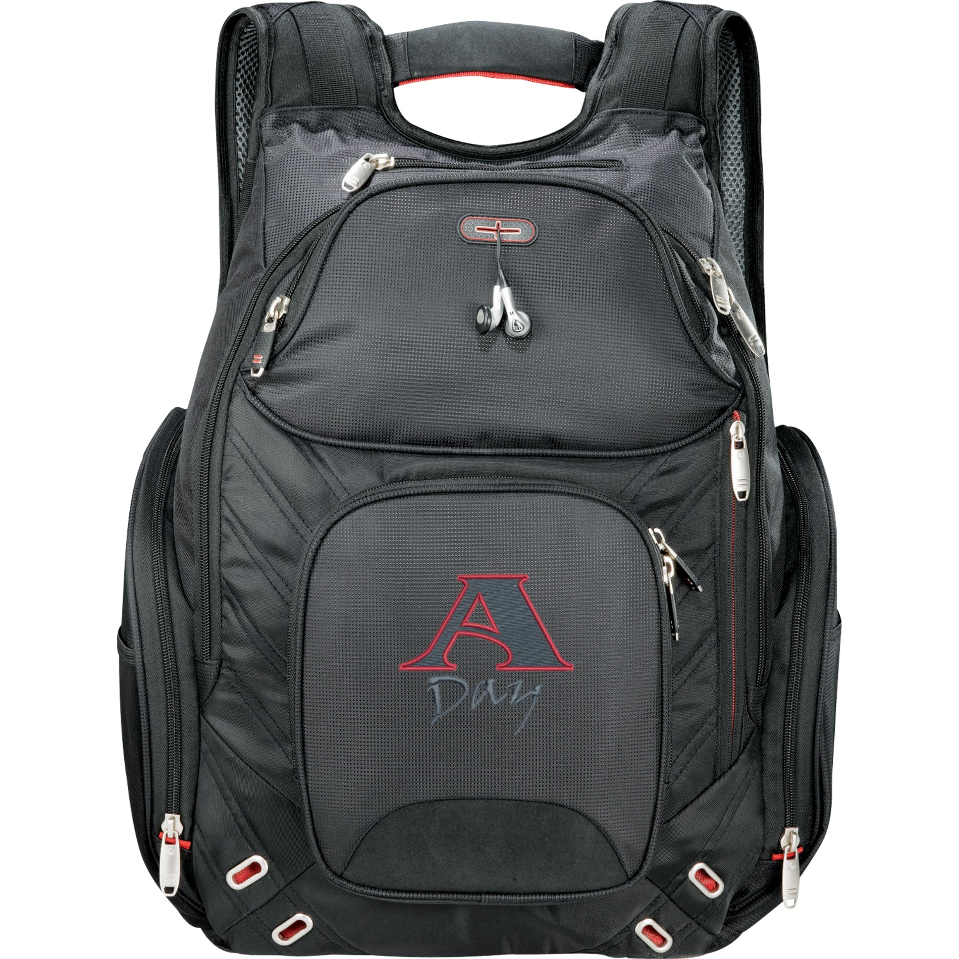 Front View of Black elleven™ Amped TSA 17" Computer Backpack