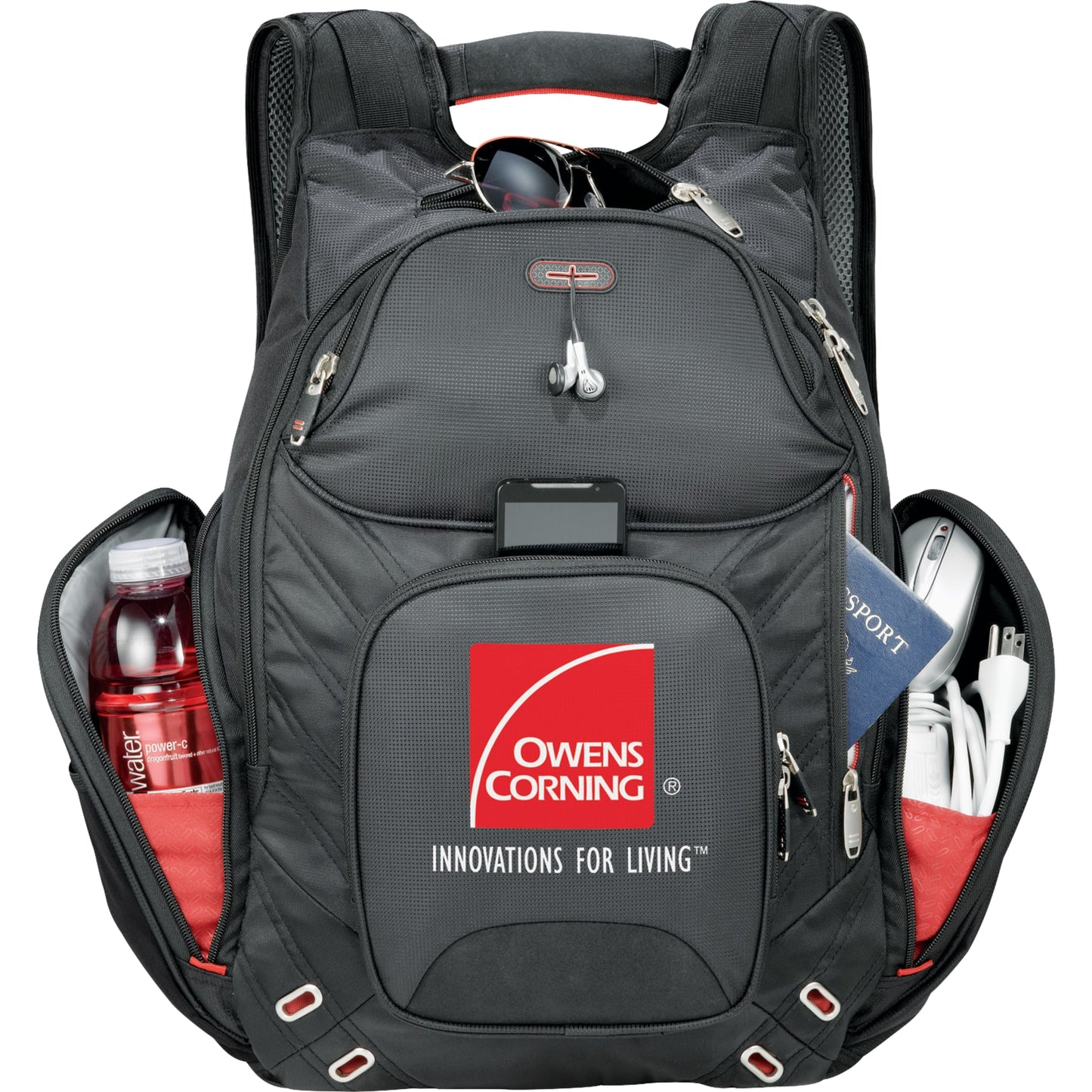 Front View of Black elleven™ Amped TSA 17" Computer Backpack