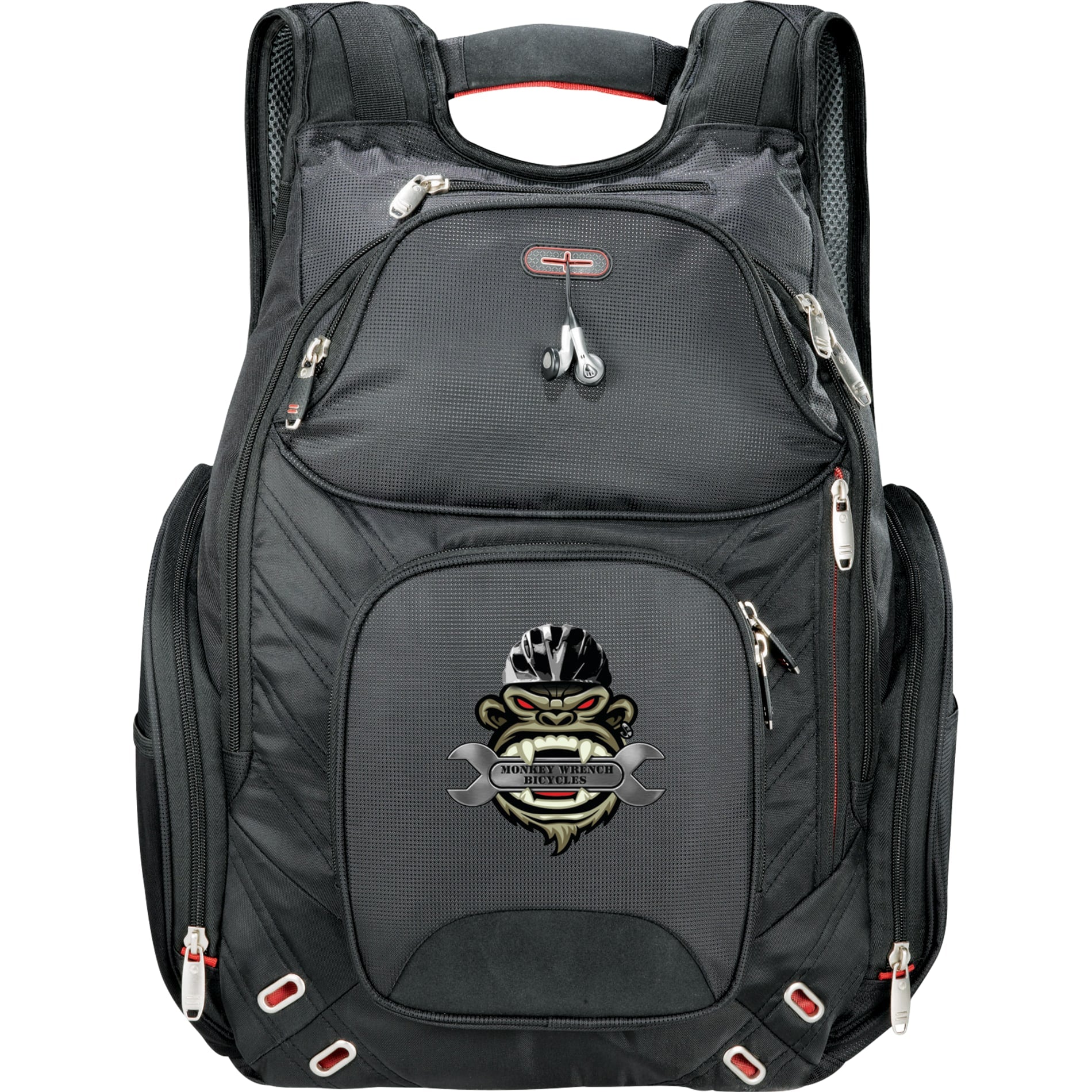 Front View of Black elleven™ Amped TSA 17" Computer Backpack