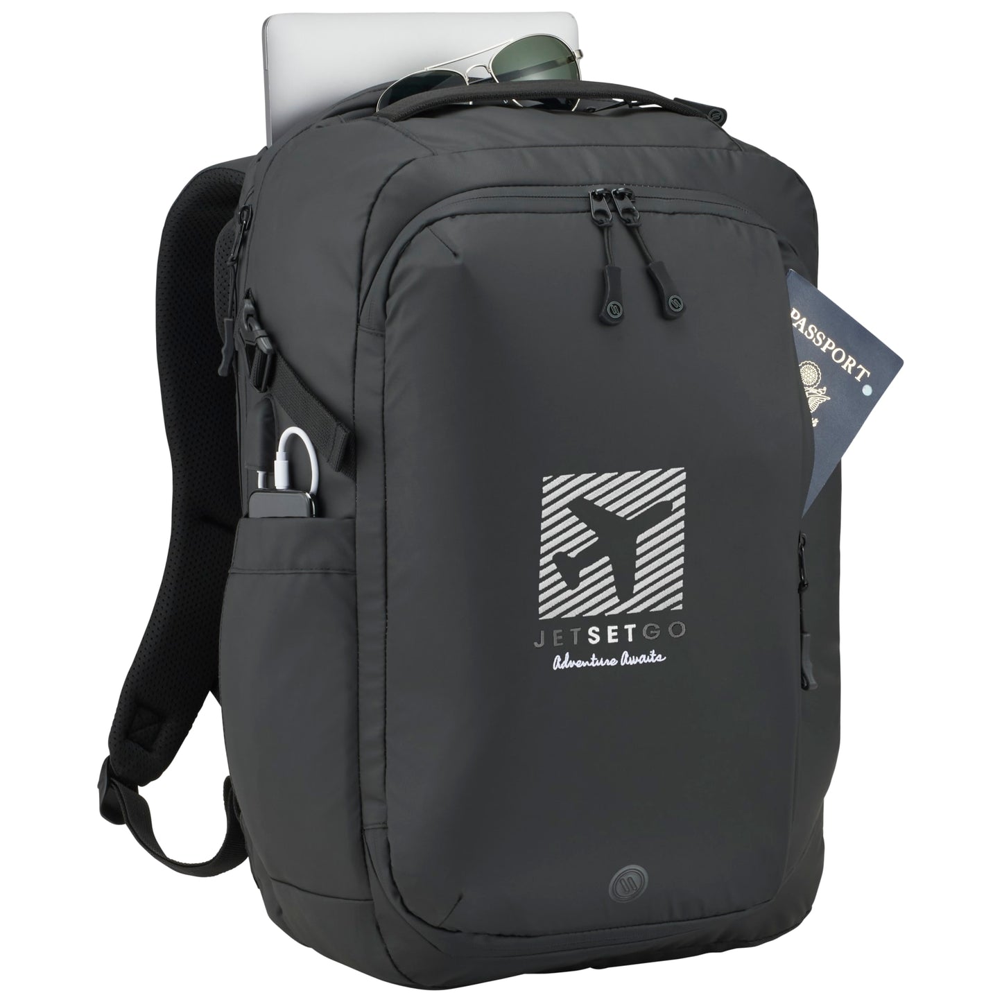 Front View of Black elleven™ Numinous 15" Computer Travel Backpack