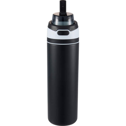 Front View of Black Elvin 28oz Recycled Stainless Flip Straw Bottle plain