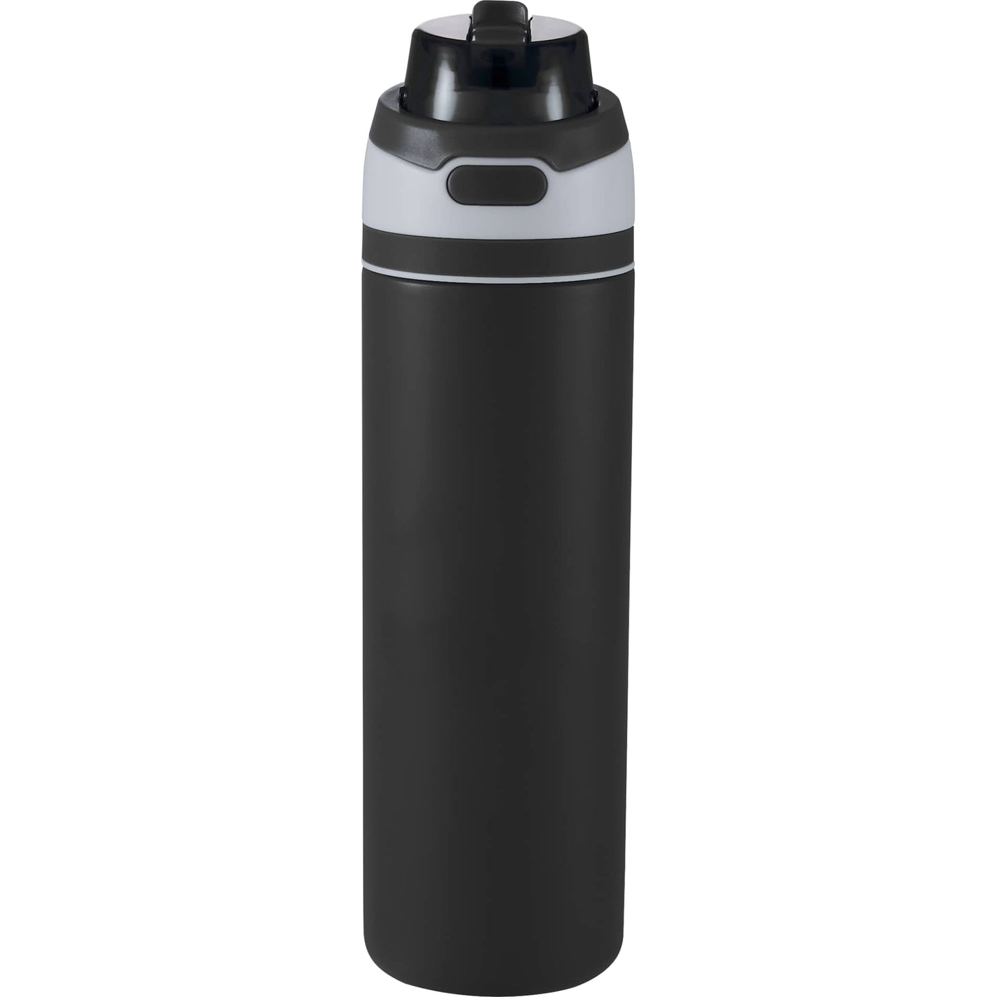 Front View of Black Elvin 28oz Recycled Stainless Flip Straw Bottle plain