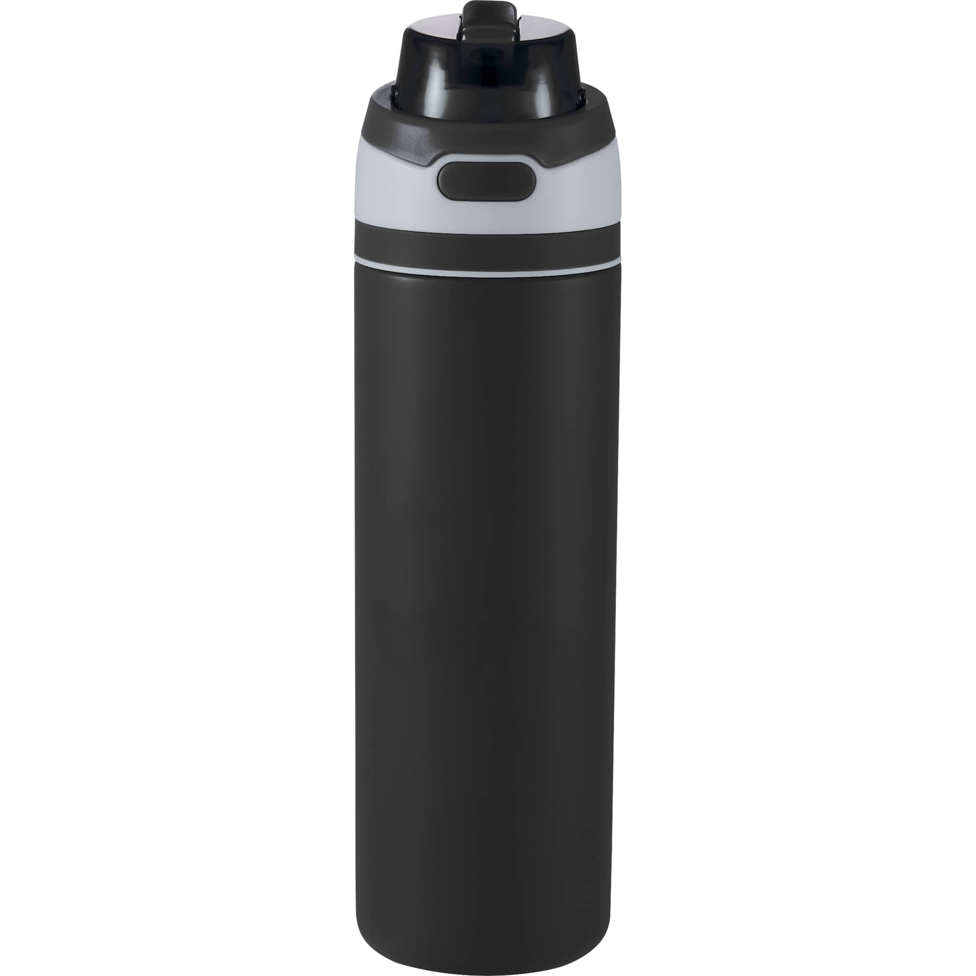 Front View of Black Elvin 28oz Recycled Stainless Flip Straw Bottle plain