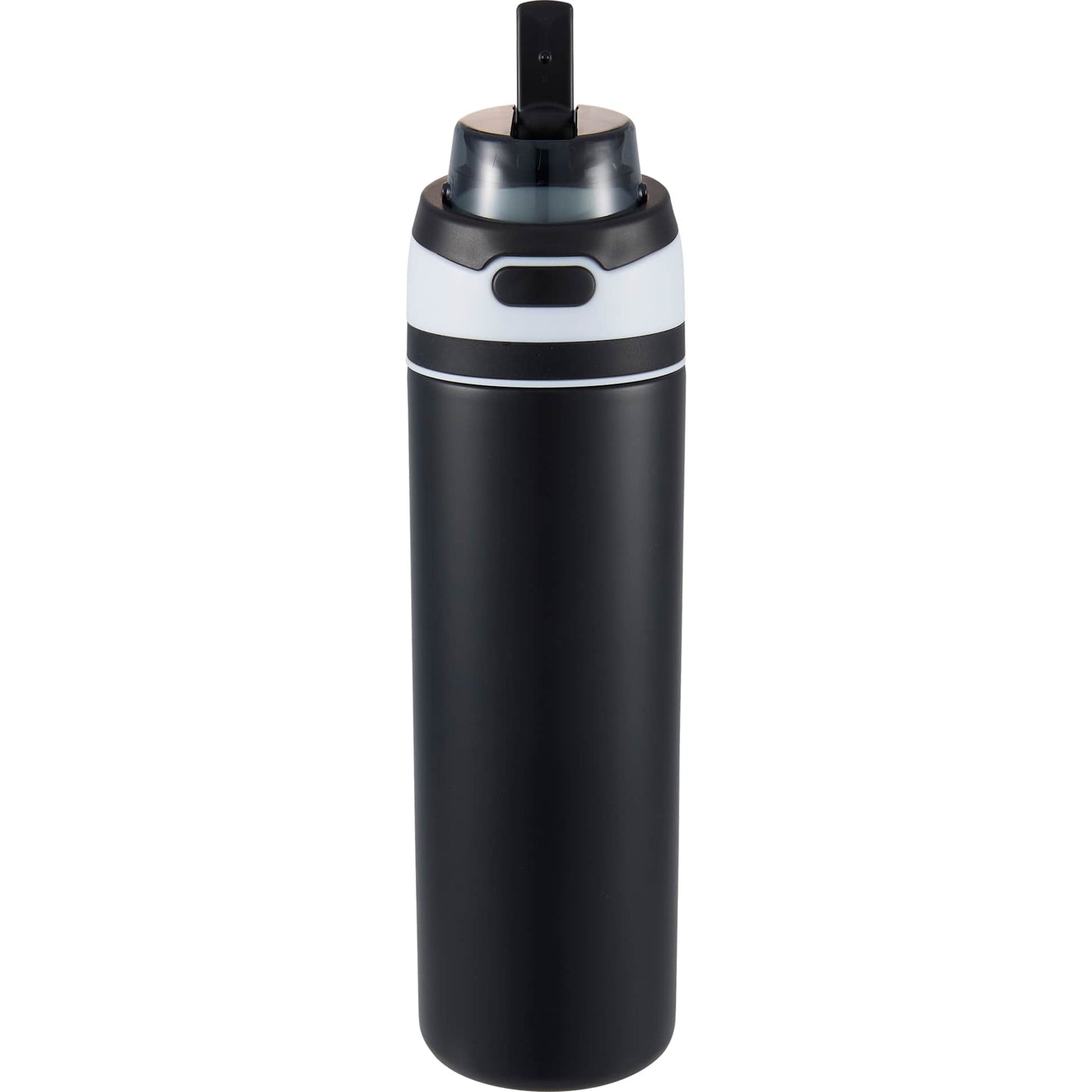 Front View of Black Elvin 28oz Recycled Stainless Flip Straw Bottle plain