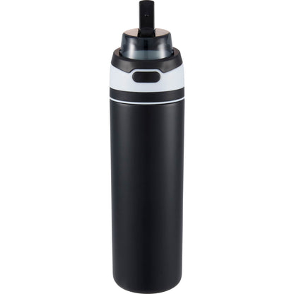 Front View of Black Elvin 28oz Recycled Stainless Flip Straw Bottle plain