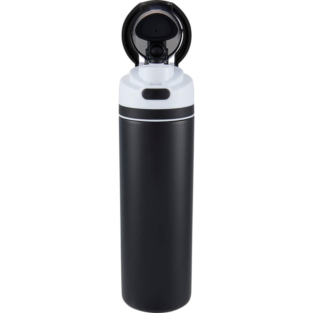 Front View of Black Elvin 28oz Recycled Stainless Flip Straw Bottle plain