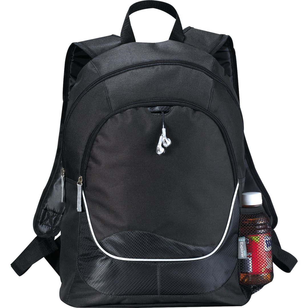 Front View of Black Explorer Backpack plain