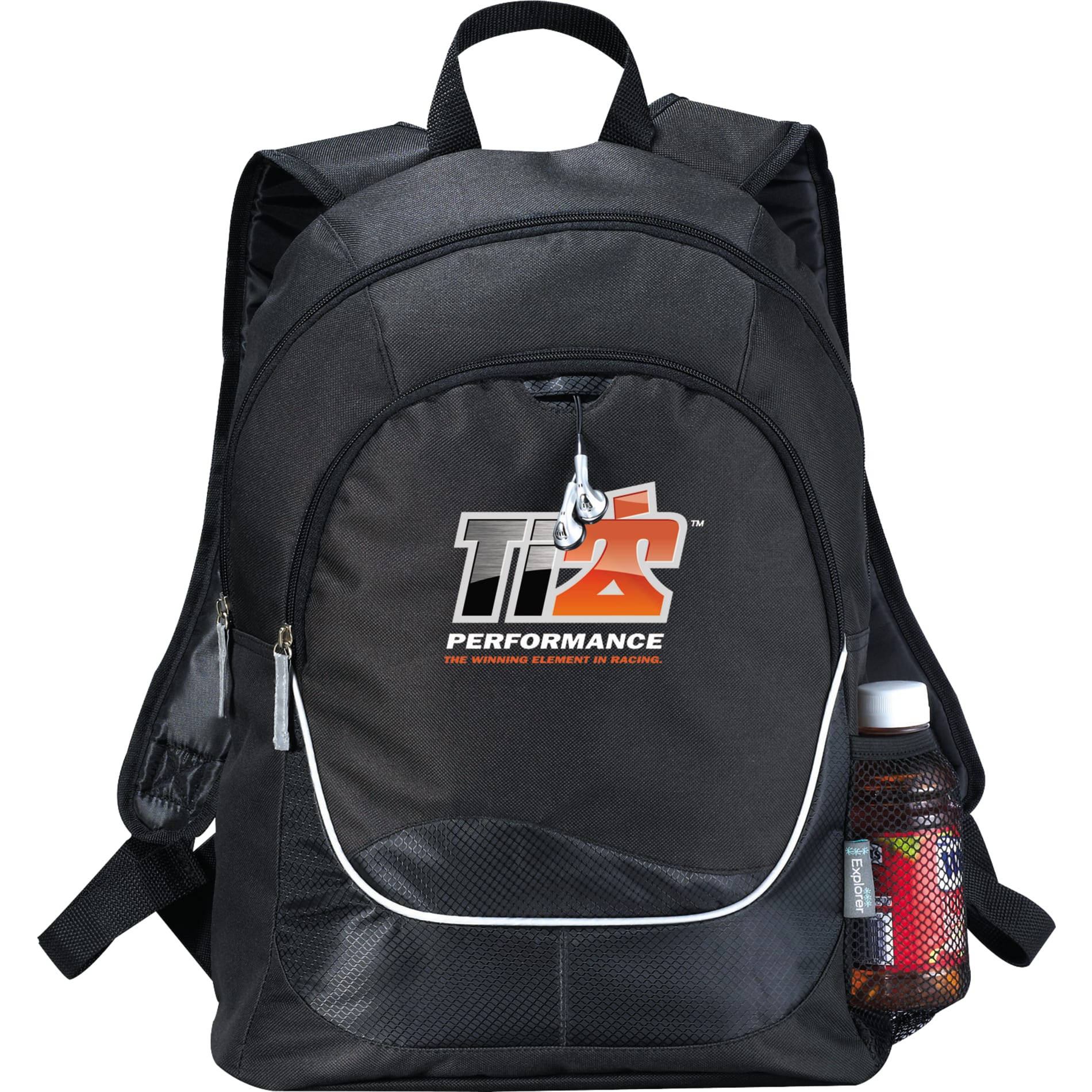 Front View of Black Explorer Backpack