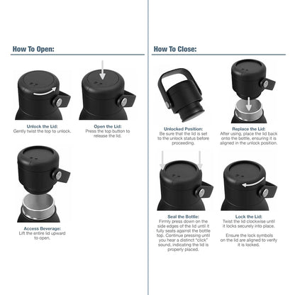 Front View of Black Explorer Threadless Recycled Stainless Bottle 25oz