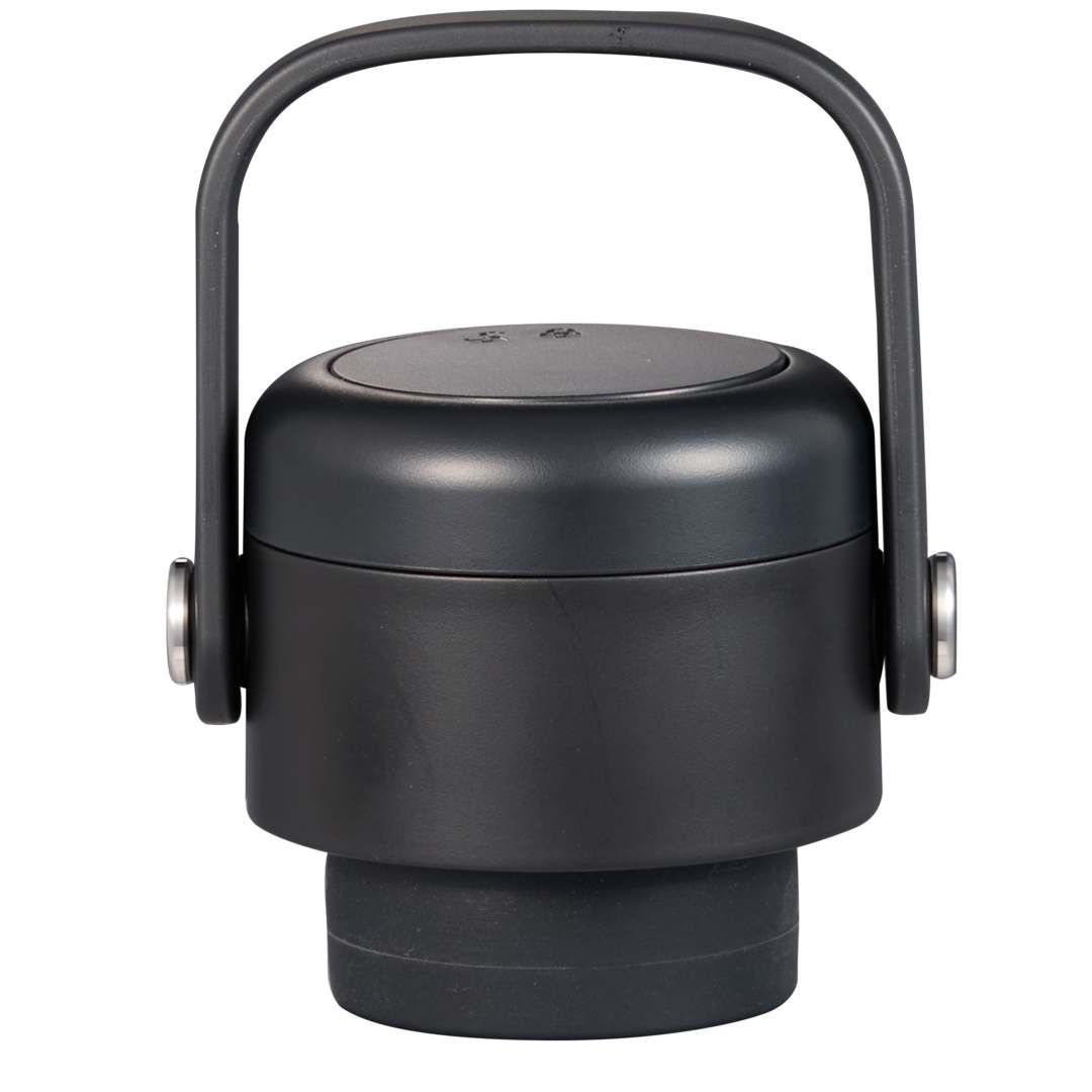 Front View of Black Explorer Threadless Recycled Stainless Bottle 25oz