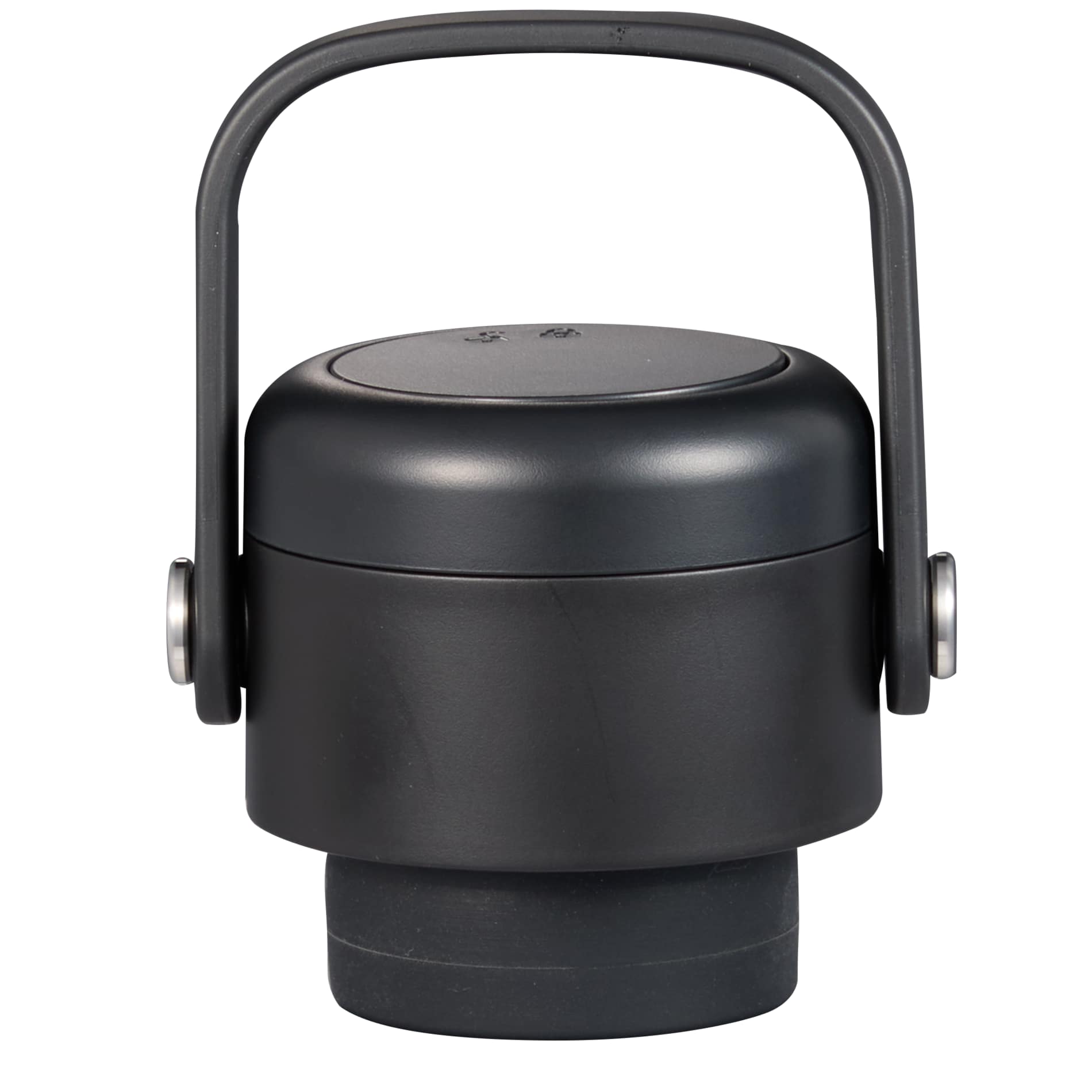 Front View of Black Explorer Threadless Recycled Stainless Bottle 25oz