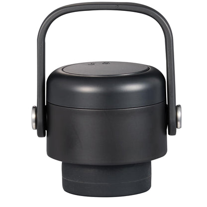 Front View of Black Explorer Threadless Recycled Stainless Bottle 25oz