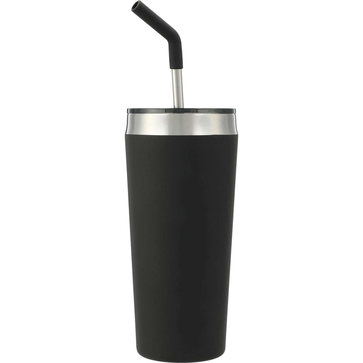 Front View of Black Faye 20oz Vacuum Tumbler w/ SS Straw plain