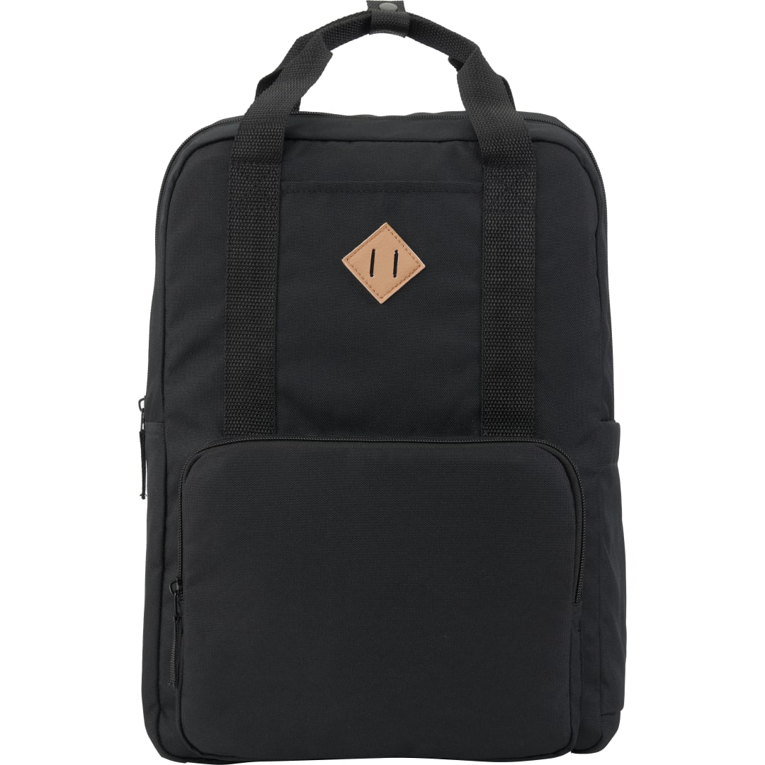 Front View of Black Fife Recycled 15" Laptop Backpack plain