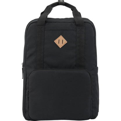 Front View of Black Fife Recycled 15" Laptop Backpack plain