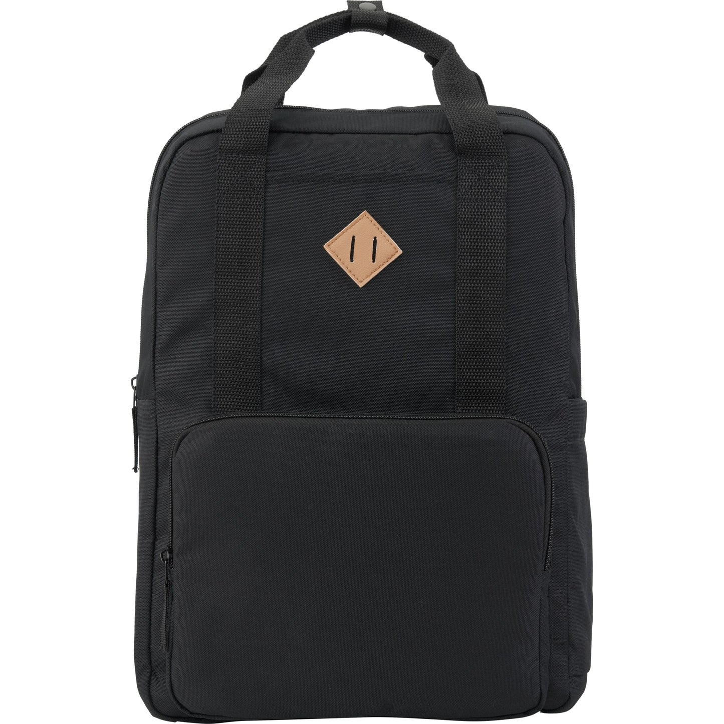 Front View of Black Fife Recycled 15" Laptop Backpack plain
