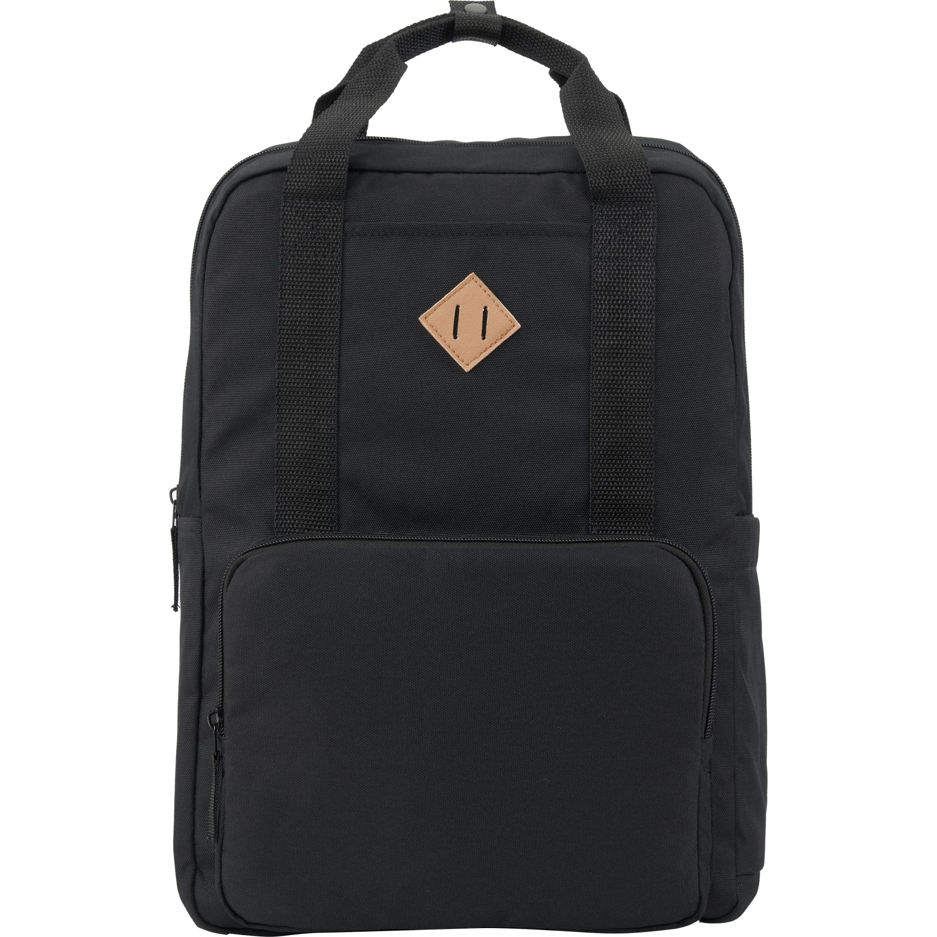 Front View of Black Fife Recycled 15" Laptop Backpack plain