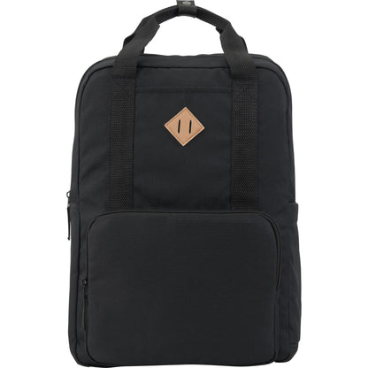 Front View of Black Fife Recycled 15" Laptop Backpack plain