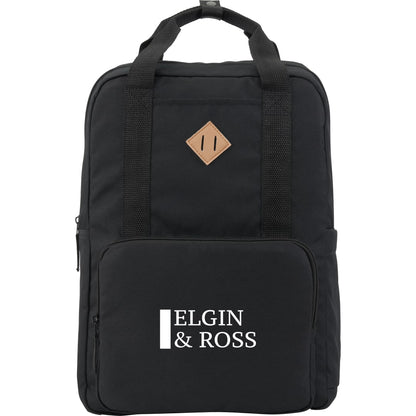 Front View of Black Fife Recycled 15" Laptop Backpack