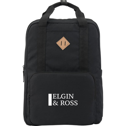 Front View of Black Fife Recycled 15" Laptop Backpack