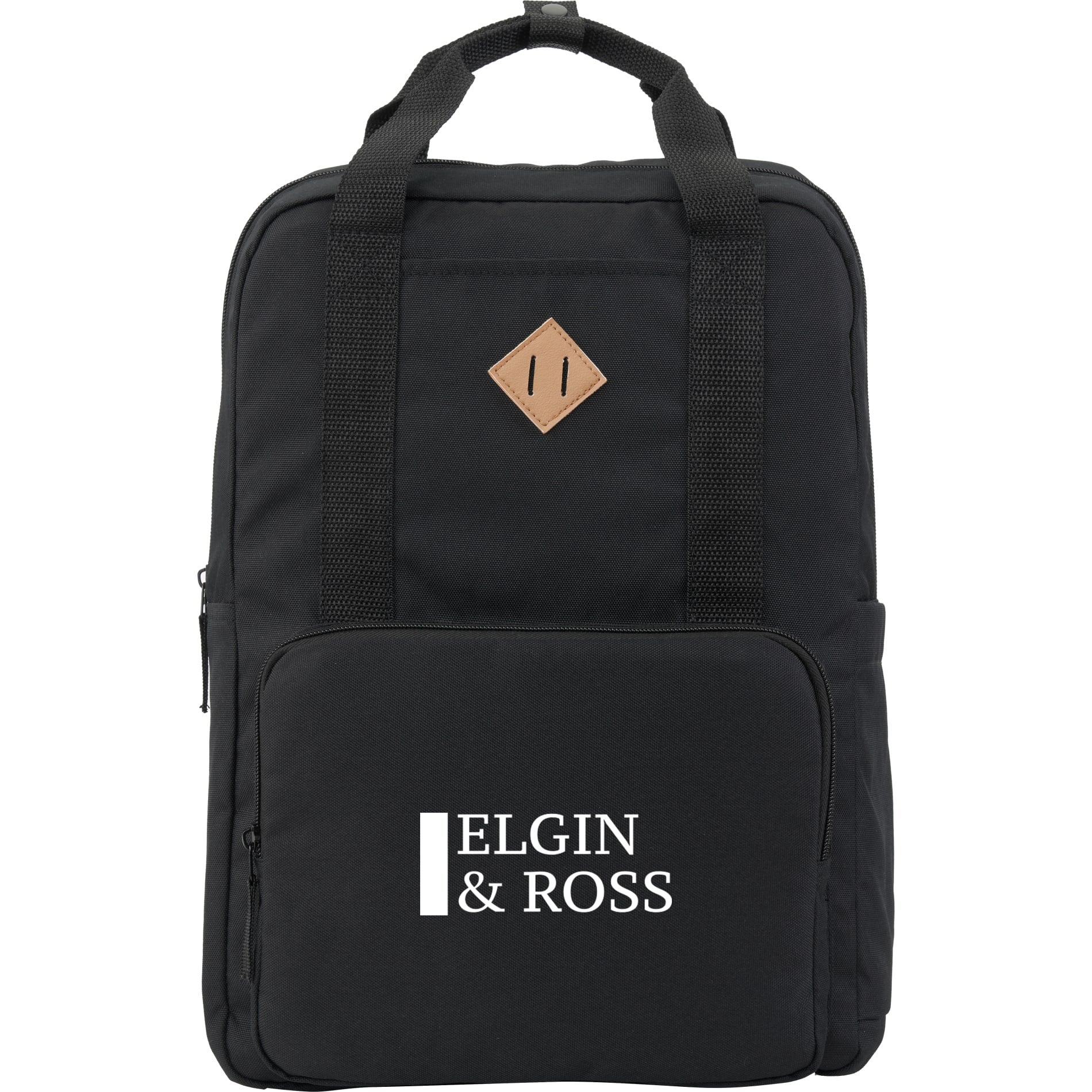 Front View of Black Fife Recycled 15" Laptop Backpack