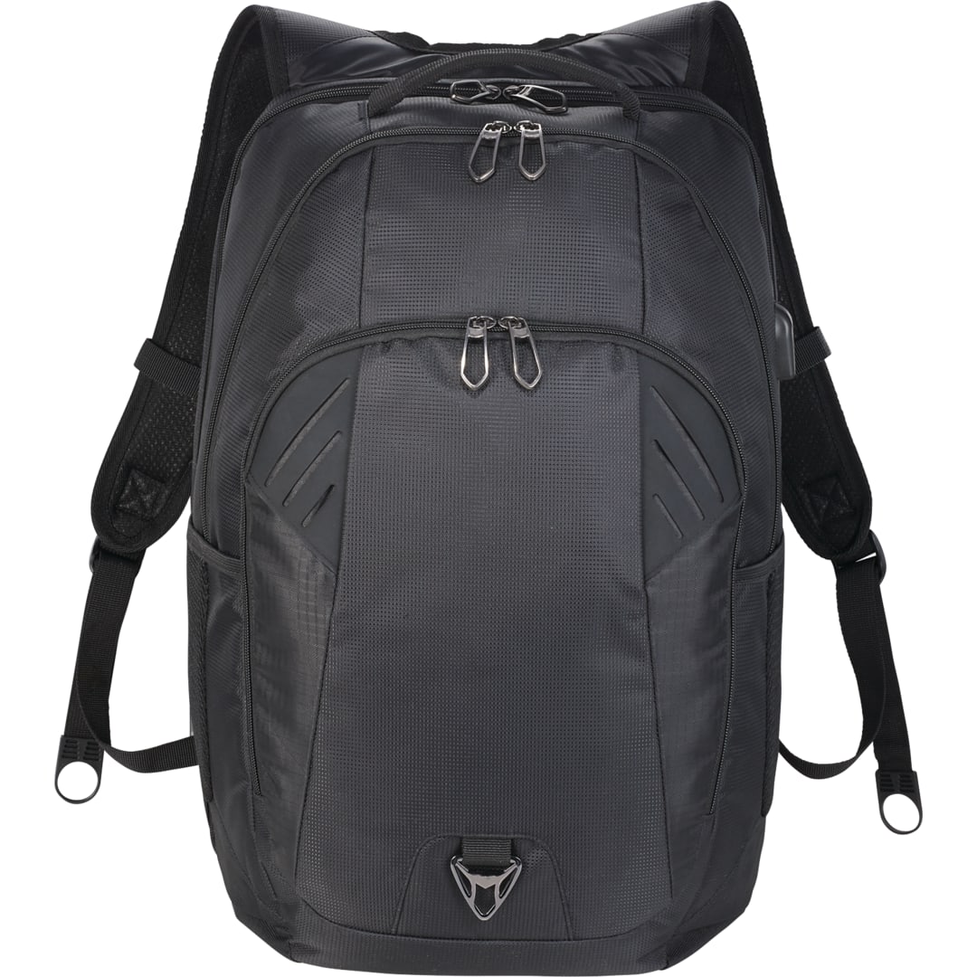 Front View of Black Foyager TSA 15" Computer Backpack plain