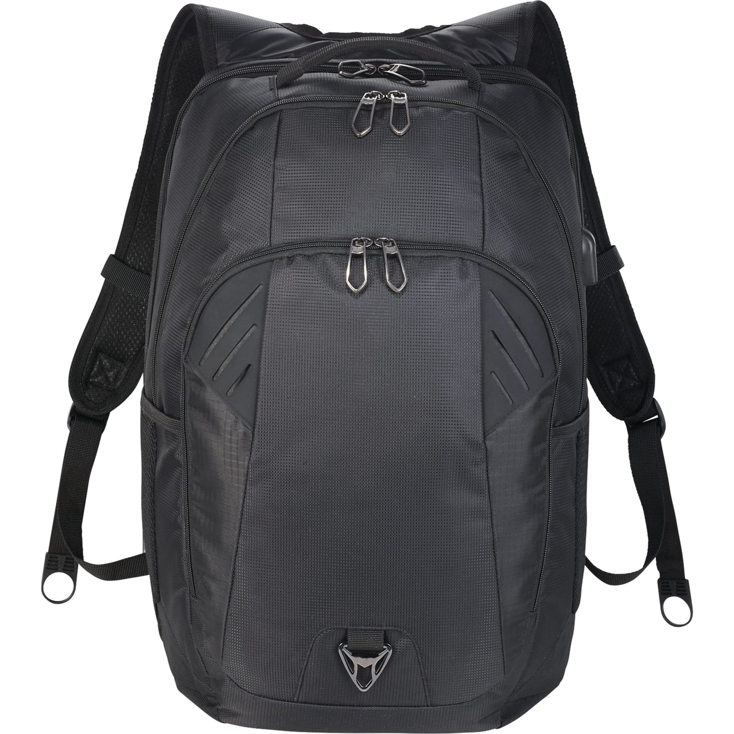 Front View of Black Foyager TSA 15" Computer Backpack plain