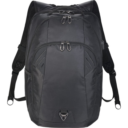 Front View of Black Foyager TSA 15" Computer Backpack plain