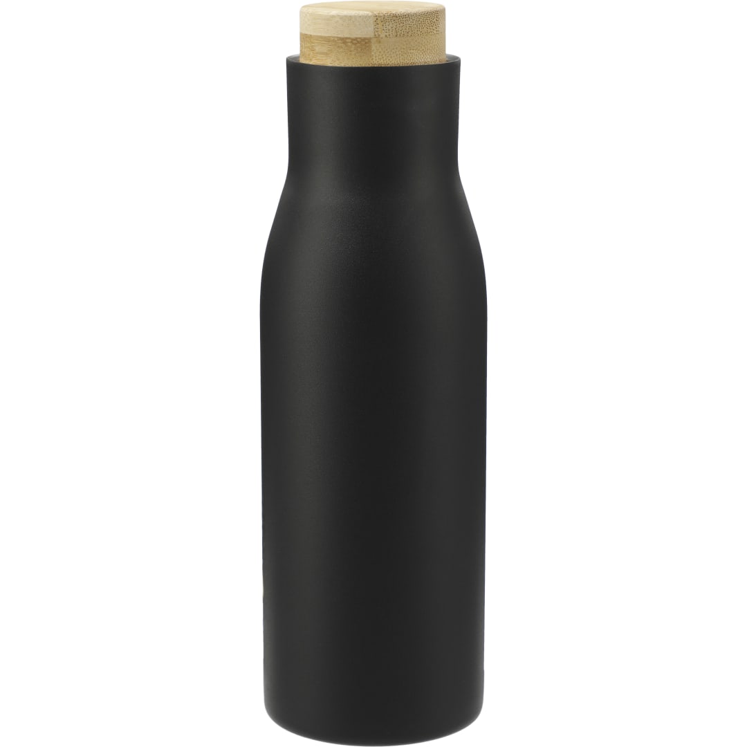 Front View of Black FSC 100% Bamboo Cap 17oz Shaco Copper Vac Bottle plain