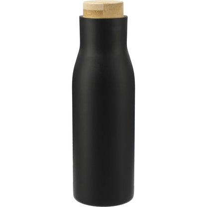 Front View of Black FSC 100% Bamboo Cap 17oz Shaco Copper Vac Bottle plain