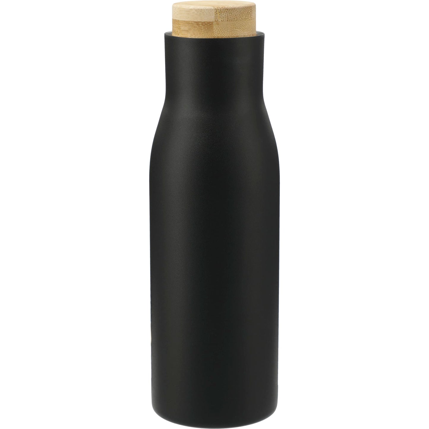 Front View of Black FSC 100% Bamboo Cap 17oz Shaco Copper Vac Bottle plain
