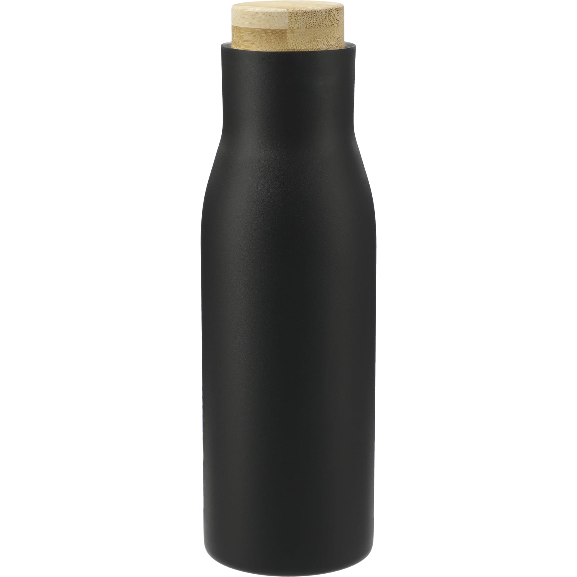 Front View of Black FSC 100% Bamboo Cap 17oz Shaco Copper Vac Bottle plain