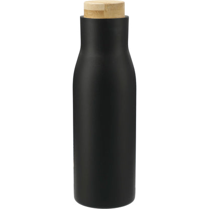 Front View of Black FSC 100% Bamboo Cap 17oz Shaco Copper Vac Bottle plain